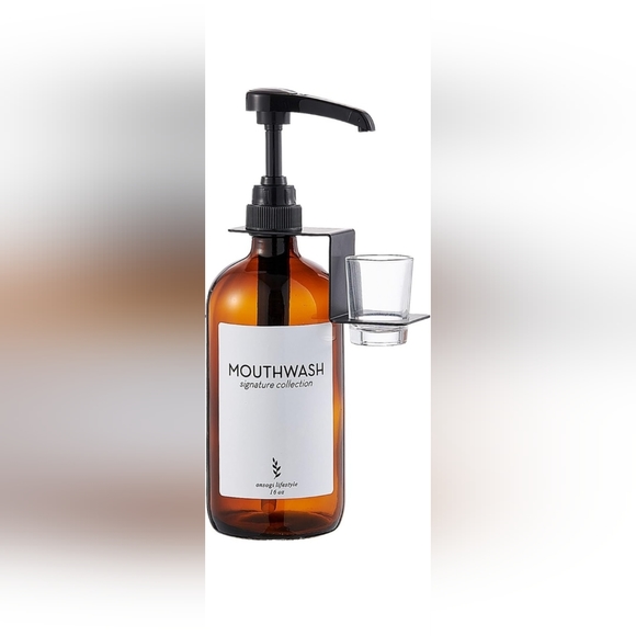 Amber Bottle with Pump Mouthwash Dispenser - Picture 4 of 4